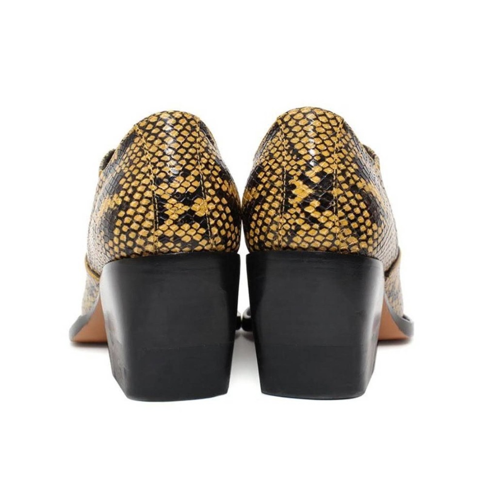 Chlo Rylee Python-Print Leather Low Boot Sz 37 - image 5